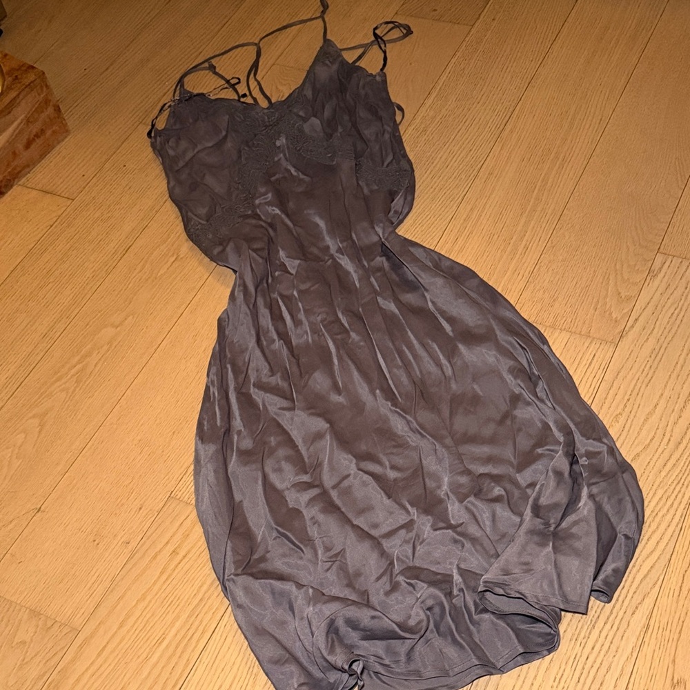 Zara Elegant Gray Slip lace satin Dress